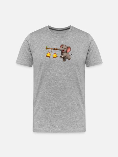 Aventure de balançoire éléphant et poussin - T-shirt bio Premium Homme - gris chiné