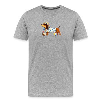 Plage Teckel, Hawaï - T-shirt bio Premium Homme - gris chiné - Devant - Damien (186cm)