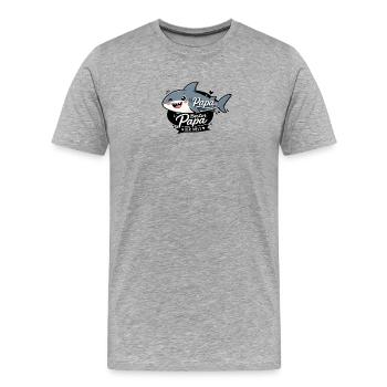 Bester Papa Hai mit Herz - Männer Premium Bio T-Shirt - Grau meliert - Vorne - Damien (186cm)