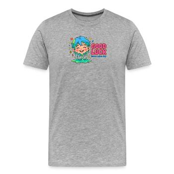 BONNE CHANCE - Visage Heureux Goutteuse - Bonne journée - T-shirt bio Premium Homme - gris chiné - Devant - Damien (186cm)