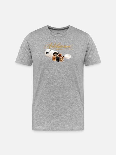 Antidepressive Hundeherzen Design - Männer Premium Bio T-Shirt - Grau meliert