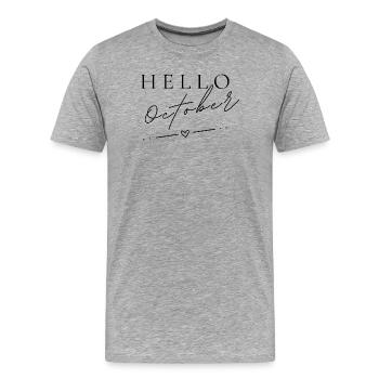 Bonjour octobre | Design minimaliste d’automne - T-shirt bio Premium Homme - gris chiné - Devant - Damien (186cm)