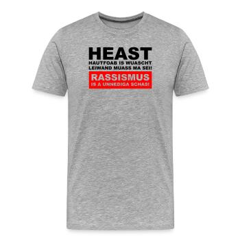 Hautfoab is wuascht - Anti-Rassismus Shirt im Wien - Männer Premium Bio T-Shirt - Grau meliert - Vorne - Damien (186cm)