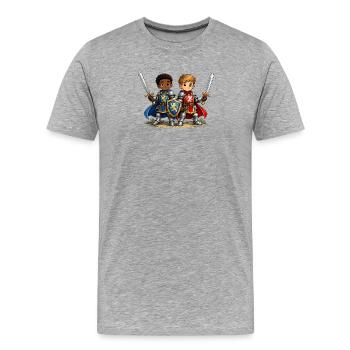 Meilleurs Amis - Duo de Chevaliers - T-shirt bio Premium Homme - gris chiné - Devant - Damien (186cm)