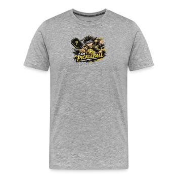 ICH BIN PICKLEBALL - Männer Premium Bio T-Shirt - Grau meliert - Vorne - Damien (186cm)