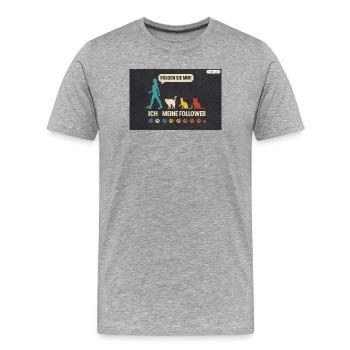 Ich meine follower Katzen Freund - Männer Premium Bio T-Shirt - Grau meliert - Vorne - Damien (186cm)