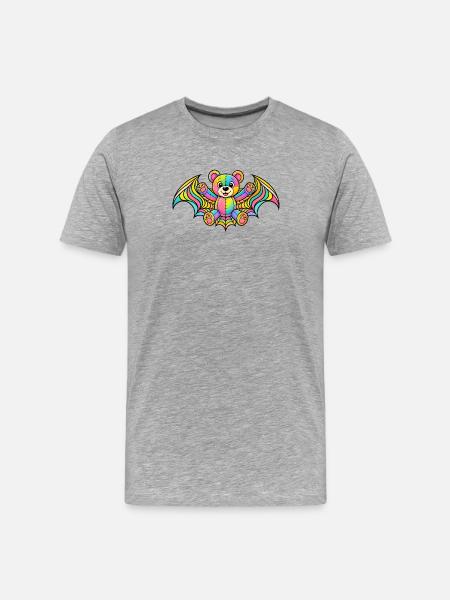 Ours arc-en-ciel aux ailes - T-shirt bio Premium Homme - gris chiné