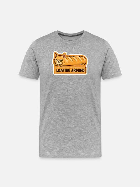 Funny Angry Cat Loaf Bread Baguette - Men's Premium Organic T-Shirt - heather grey