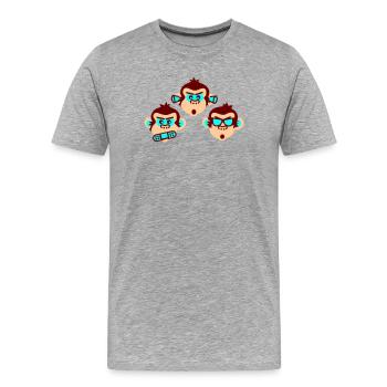 three wise monkeys - Männer Premium Bio T-Shirt - Grau meliert - Vorne - Damien (186cm)