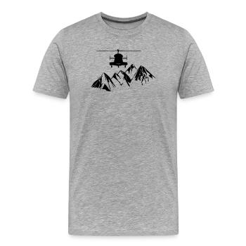 Helikopter mit Bergen - Männer Premium Bio T-Shirt - Grau meliert - Vorne - Damien (186cm)