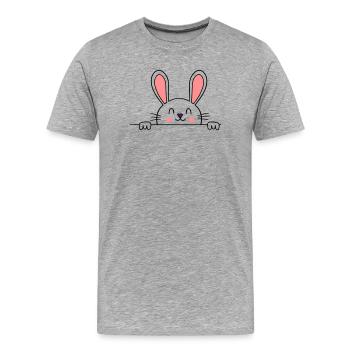 Lapin heureux - T-shirt bio Premium Homme - gris chiné - Devant - Damien (186cm)