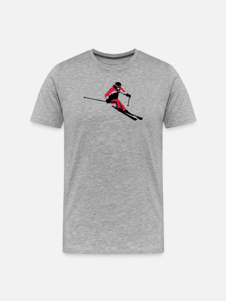 Abfahrt - Männer Premium Bio T-Shirt - Grau meliert