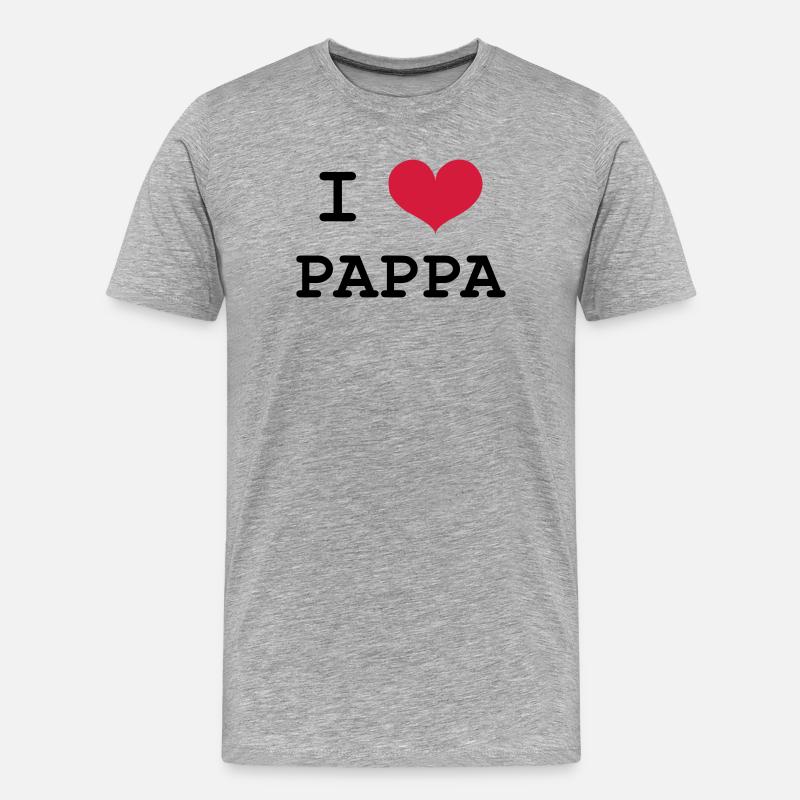 I Love Pappa - Männer Premium Bio T-Shirt - Grau meliert