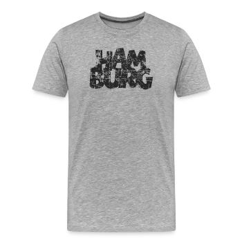 HAMBURG (Distressed Schwarz) - Männer Premium Bio T-Shirt - Grau meliert - Vorne - Damien (186cm)