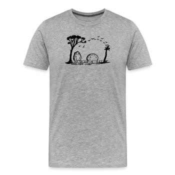 Elefant Dorf Optische Täuschung - Männer Premium Bio T-Shirt - Grau meliert - Vorne - Damien (186cm)