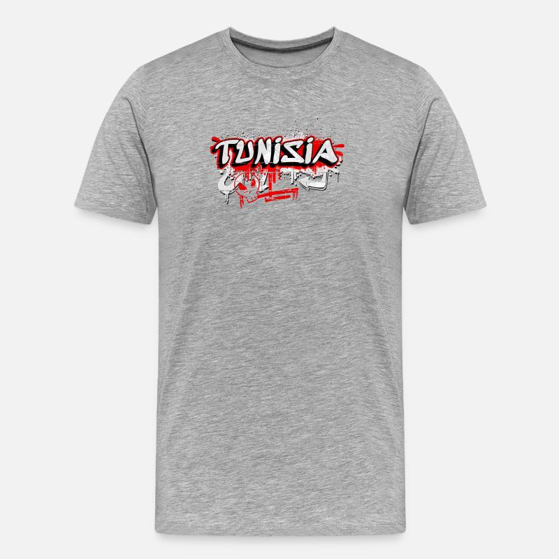 Tunesien Graffiti Flaggen Design - Männer Premium Bio T-Shirt - Grau meliert