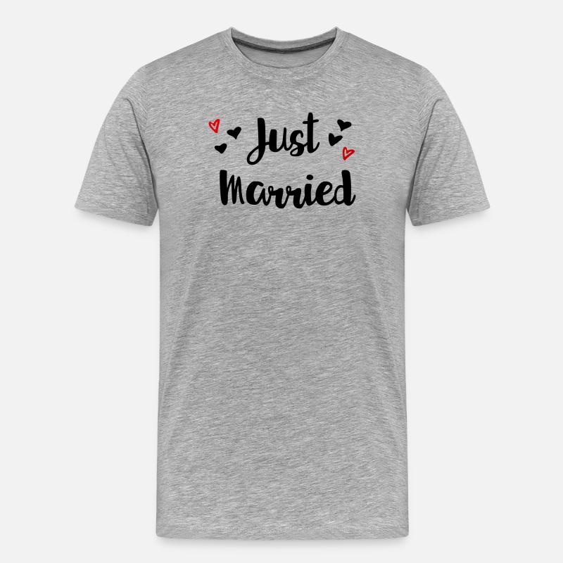 Just married Herzchen Geschenkidee - Männer Premium Bio T-Shirt - Grau meliert