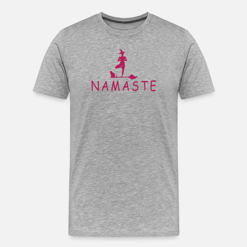Yoga Hexe - Männer Premium Bio T-Shirt - Grau meliert