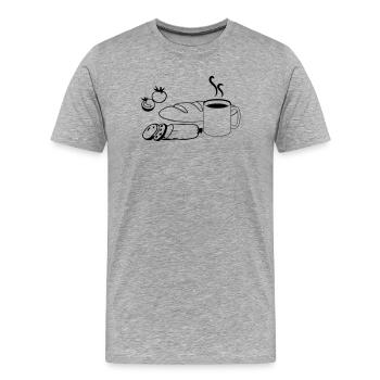 Petit déjeuner - T-shirt bio Premium Homme - gris chiné - Devant - Damien (186cm)