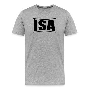 T-Shirt Isa T-Shirt Geschenkidee - Männer Premium Bio T-Shirt - Grau meliert - Vorne - Damien (186cm)
