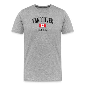 Vancouver, drapeau canadien - T-shirt bio Premium Homme - gris chiné - Devant - Damien (186cm)