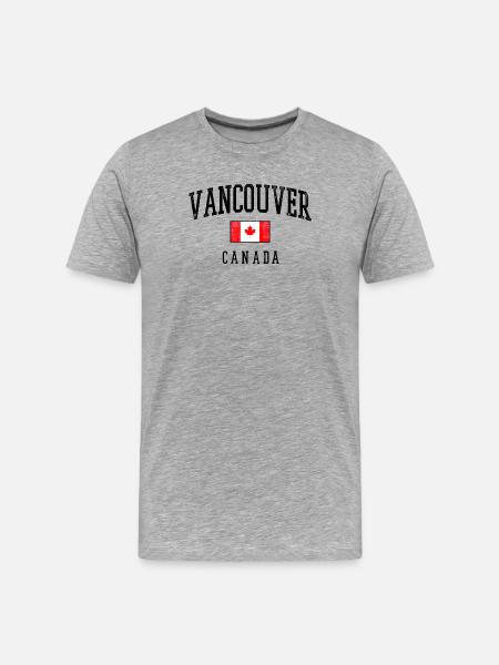 Vancouver, drapeau canadien - T-shirt bio Premium Homme - gris chiné