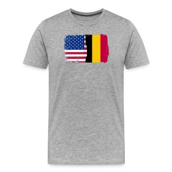 Grunge US Belgique Drapeau Split - T-shirt bio Premium Homme - gris chiné - Devant - Damien (186cm)