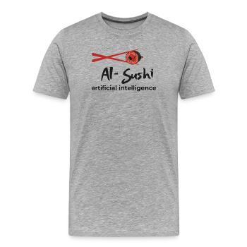Kreatives Sushi-Design mit Biss - Männer Premium Bio T-Shirt - Grau meliert - Vorne - Damien (186cm)