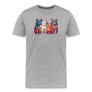 Gang de chats - T-shirt bio Premium Homme - gris chiné - Devant - Damien (186cm)