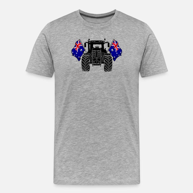 Traktor zwei Flaggen Australien - Männer Premium Bio T-Shirt - Grau meliert