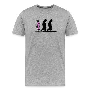 Neonpfad der Stille, sei anders - Männer Premium Bio T-Shirt - Grau meliert - Vorne - Damien (186cm)