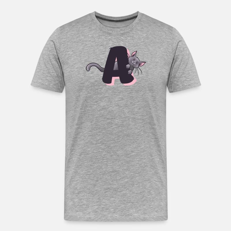Katze Buchstabe A - Männer Premium Bio T-Shirt - Grau meliert