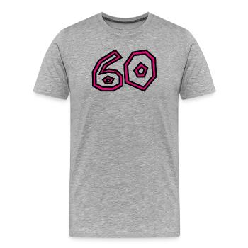 60. 60 ANS. 60e ANNIVERSAIRE. ANNIVERSAIRE 60 ANS. - T-shirt bio Premium Homme - gris chiné - Devant - Damien (186cm)