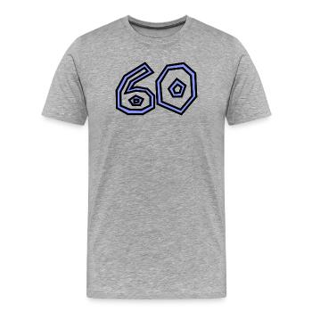 60. 60 JAHRE. 60-JÄHRIGES JUBILÄUM. 60. GEBURTSTAG. - Männer Premium Bio T-Shirt - Grau meliert - Vorne - Damien (186cm)