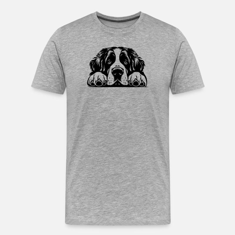 Bernhardiner Kopf mit Pfoten - Männer Premium Bio T-Shirt - Grau meliert