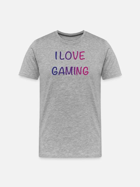 I Love Gaming Gradient Font - Men's Premium Organic T-Shirt - heather grey