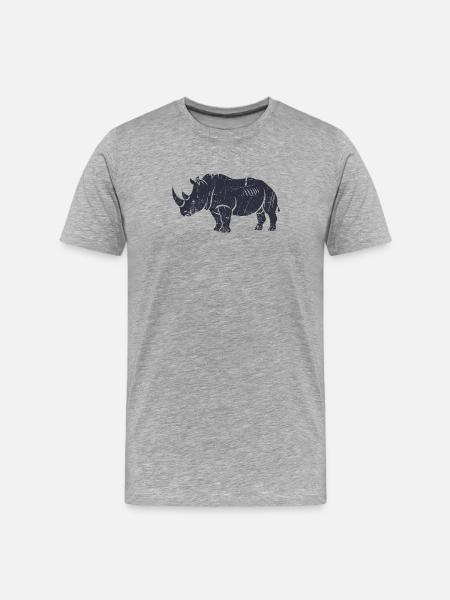 Sternen-Nashorn mit Galaxy-Hintergrund - Männer Premium Bio T-Shirt - Grau meliert