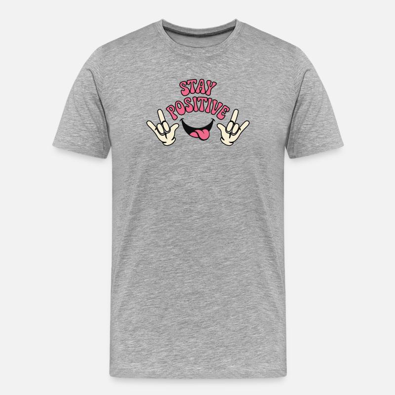 Verspieltes positives Vibes-Typografie-Design - Männer Premium Bio T-Shirt - Grau meliert