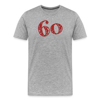 60. 60 ANS. 60e ANNIVERSAIRE. ANNIVERSAIRE 60 ANS. - T-shirt bio Premium Homme - gris chiné - Devant - Damien (186cm)