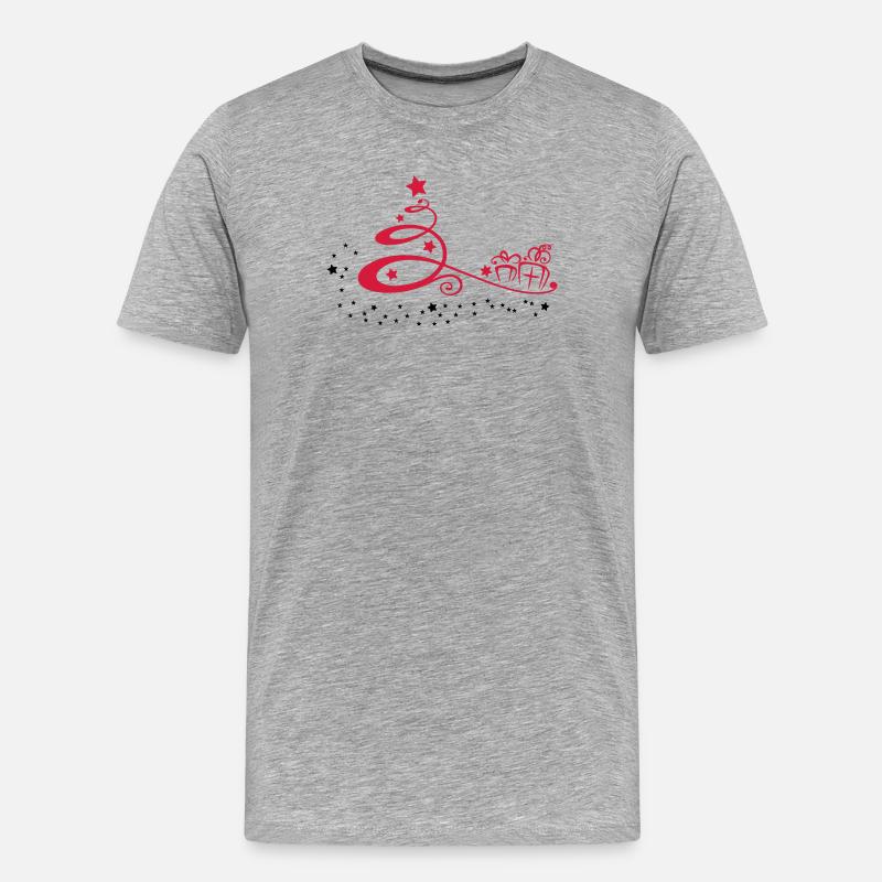 Weihnachtsbaum mit Sternen und Geschenken - Männer Premium Bio T-Shirt - Grau meliert
