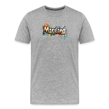 Maryland Art Splash Design - Men's Premium Organic T-Shirt - heather grey - Front - Damien (186cm)