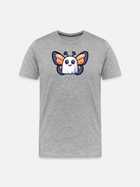 Schmetterling Halloween Geist - Männer Premium Bio T-Shirt - Grau meliert