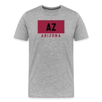 Arizona AZ Logo in Burgund & Schwarz - Männer Premium Bio T-Shirt - Grau meliert - Vorne - Damien (186cm)
