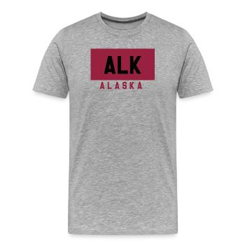 Typographie de l’Alaska en couleur rubis - T-shirt bio Premium Homme - gris chiné - Devant - Damien (186cm)