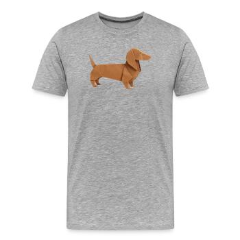 Origami Dackel Edelbraun - Männer Premium Bio T-Shirt - Grau meliert - Vorne - Damien (186cm)