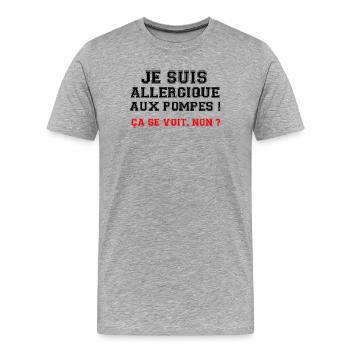 Je suis allergique aux pompes ! - T-shirt bio Premium Homme - gris chiné - Devant - Damien (186cm)