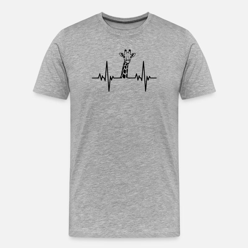 Giraffe Herzschlag Safari Design - Männer Premium Bio T-Shirt - Grau meliert