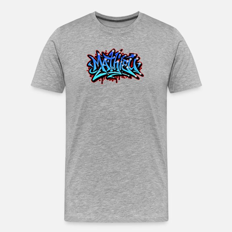 Mathieu Graffiti Neon imprimable sur textile  - T-shirt bio Premium Homme - gris chiné