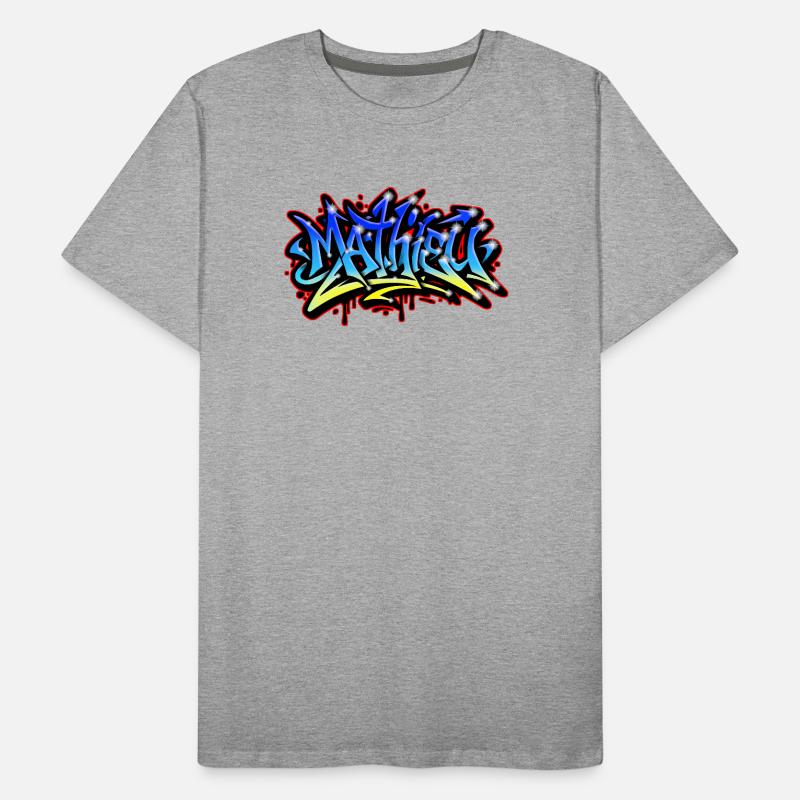 Mathieu Graffiti imprimable bleu jaune T-shirt bio Premium Homme