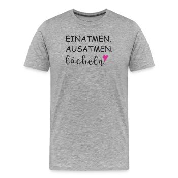 Inspire, expire, sourire, Déclaration de paroles - T-shirt bio Premium Homme - gris chiné - Devant - Damien (186cm)